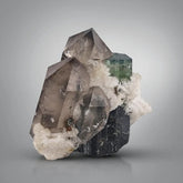 Tourmaline On Smoky Quartz and Albite